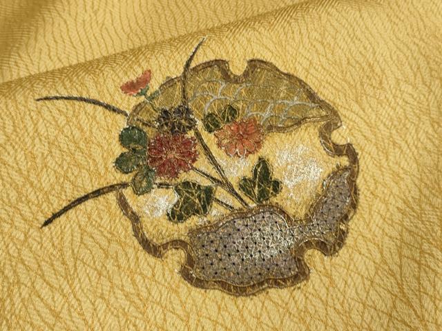 平和屋着物▼中国三大刺繍 スワトウ刺繍 汕頭刺繍 訪問着 雪輪花文 暈し染め 正絹 逸品 DABG3720du