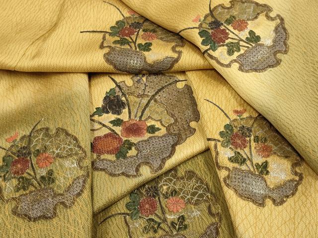 平和屋着物▼中国三大刺繍 スワトウ刺繍 汕頭刺繍 訪問着 雪輪花文 暈し染め 正絹 逸品 DABG3720du