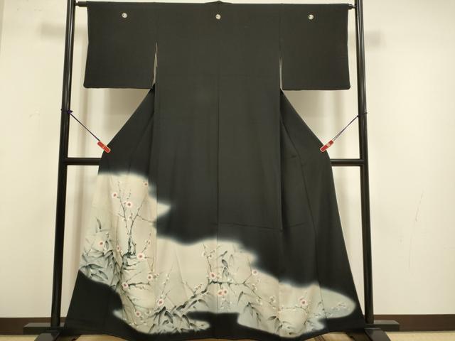 平和屋着物▼豪華黒留袖 作家物 手描き 竹梅 暈し染め 正絹 逸品 DABG3725du