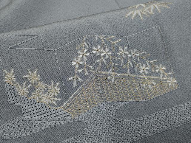 平和屋着物▼中国三大刺繍 スワトウ刺繍 汕頭刺繍 総刺繍 訪問着 屏風吉祥花文 暈し染め 金糸 正絹 逸品 DABG3728du