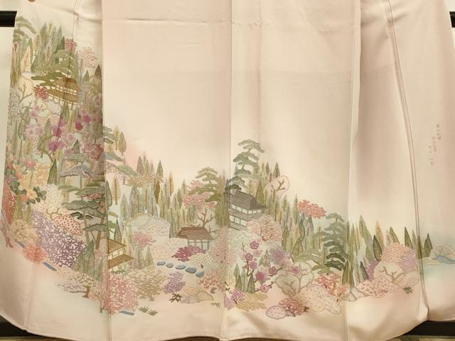 平和屋着物●中国三大刺繍 相良刺繍 総刺繍 訪問着 相良百景 竹田・知覧 暈し染め 金糸 正絹 逸品 DABG3740du
