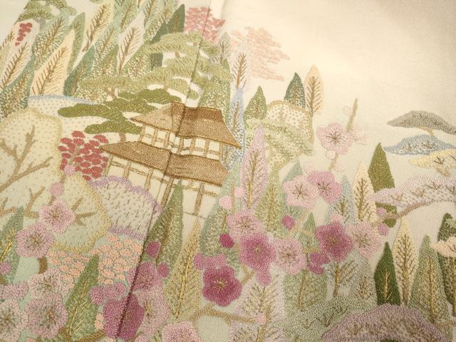 平和屋着物●中国三大刺繍 相良刺繍 総刺繍 訪問着 相良百景 竹田・知覧 暈し染め 金糸 正絹 逸品 DABG3740du
