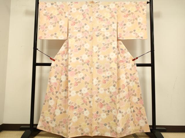平和屋着物●上質な小紋 椿 地紋起こし 正絹 逸品 DABG3741du