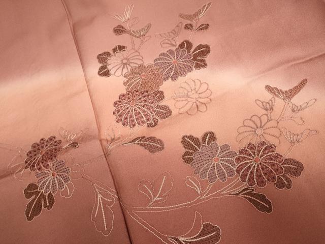 平和屋着物▼中国三大刺繍 スワトウ刺繍 汕頭刺繍 総刺繍 訪問着 菊 暈し染め 正絹 逸品 DABG3762du