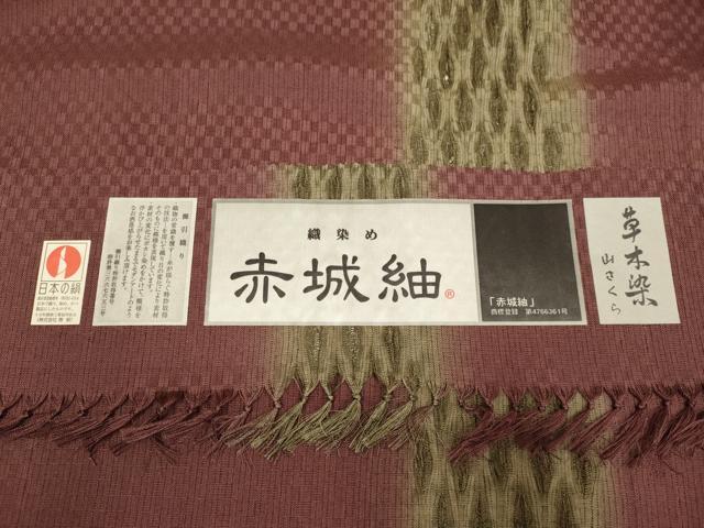 平和屋着物▽十日町 名門青柳謹製 櫛引織 赤城紬 草木染 道中着 スリーシーズン 春夏秋 塵除け 間道 草木染 証紙付き 正絹 逸品 DABG3805du