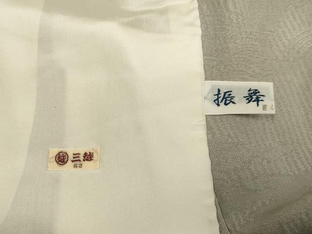 平和屋着物▽上質な色無地 単衣 立波地紋 茶鼠色 三越扱い 正絹 逸品 DABG3816du