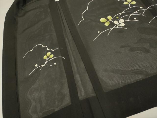 平和屋着物▽羽織 スリーシーズン 春夏秋 塵除け 舞葉文 黒地 金彩 正絹 逸品 DABG3861du