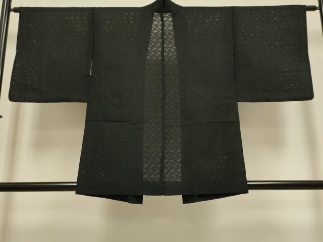 平和屋着物▽羽織 スリーシーズン 春夏秋 塵除け 抽象文様 黒地 正絹 逸品 DABG3869du