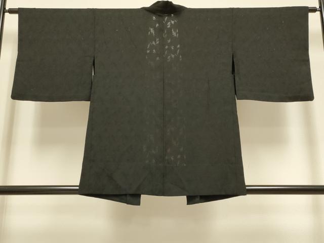 平和屋着物▽羽織 スリーシーズン 春夏秋 塵除け 草花紋紗 黒地 正絹 逸品 DABG3872du