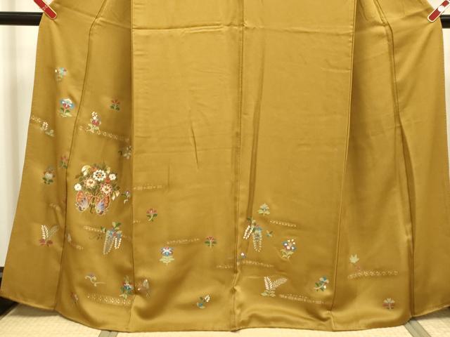 平和屋着物▼訪問着 螺鈿 刺繍 花蝶文 金彩 正絹 逸品 DABG3880du