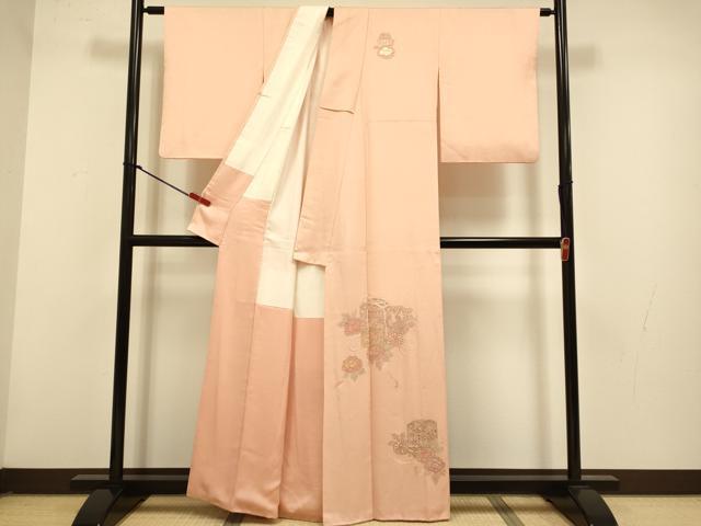 平和屋着物▼中国三大刺繍 スワトウ刺繍 汕頭刺繍 相良刺繍 総刺繍 訪問着 貝桶花文 金糸 正絹 逸品 DABG3903du