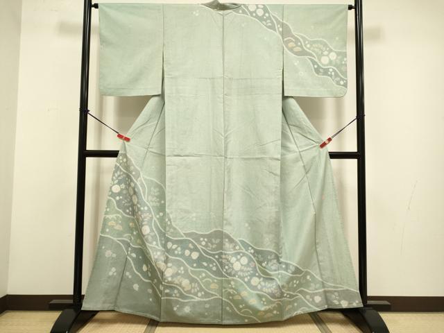 平和屋着物▽石川県指定無形文化財 牛首紬 白山工房 手織り 訪問着 単衣 絞り 辻が花 正絹 逸品 DABG3925du