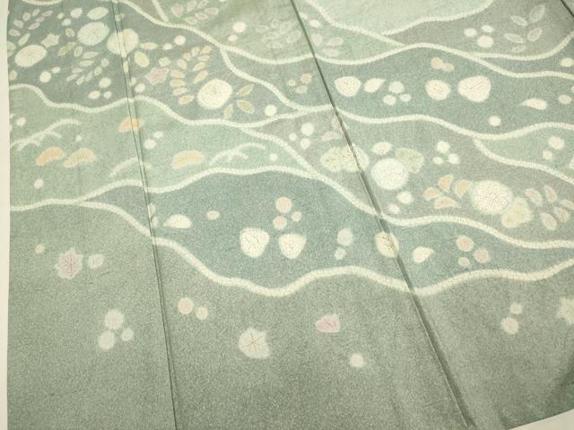 平和屋着物▽石川県指定無形文化財 牛首紬 白山工房 手織り 訪問着 単衣 絞り 辻が花 正絹 逸品 DABG3925du