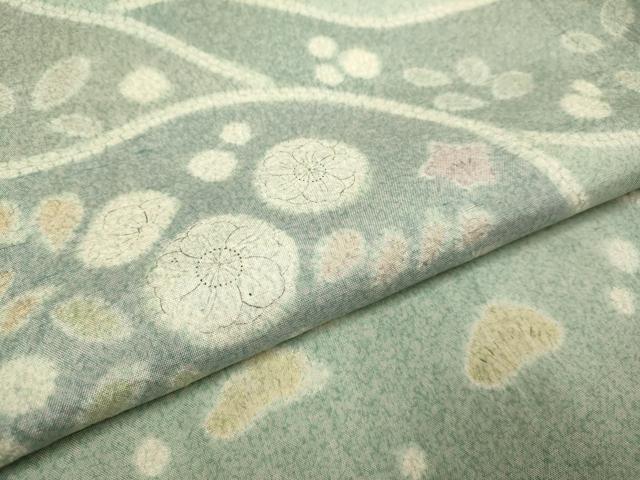平和屋着物▽石川県指定無形文化財 牛首紬 白山工房 手織り 訪問着 単衣 絞り 辻が花 正絹 逸品 DABG3925du