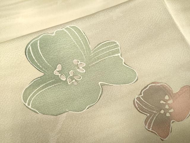 平和屋着物▽上質な小紋 単衣 舞花文 暈し染め 地紋起こし 正絹 逸品 DABG3930du