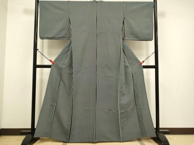 平和屋着物▽小紋 単衣 縞 洗える着物 DABG3941du