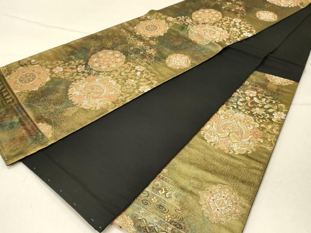 平和屋着物◎六通柄袋帯 唐織 正倉院平成華文 金糸 引箔 正絹 逸品 未使用 DABG4001qp