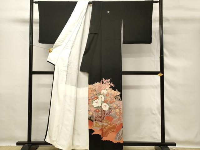 平和屋着物■豪華黒留袖 刺繍 花車文 金銀彩 正絹 逸品 DABG4167qp