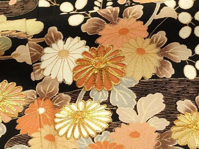 平和屋着物■豪華黒留袖 駒刺繍 束ね熨斗花松文 正絹 逸品 DABG4174qp