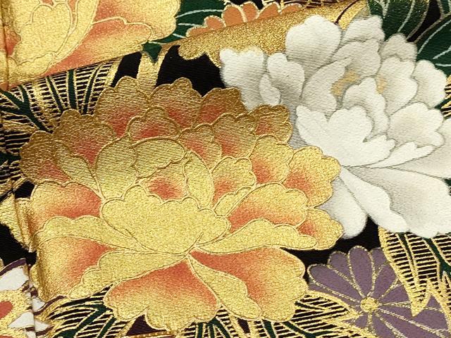 平和屋着物■豪華黒留袖 作家物 駒刺繍 花車文 金彩 正絹 逸品 DABG4176qp