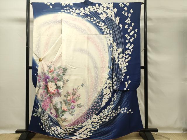 平和屋着物■豪華振袖 駒刺繍 草花文 暈し染め 正絹 逸品 DABG4192qp