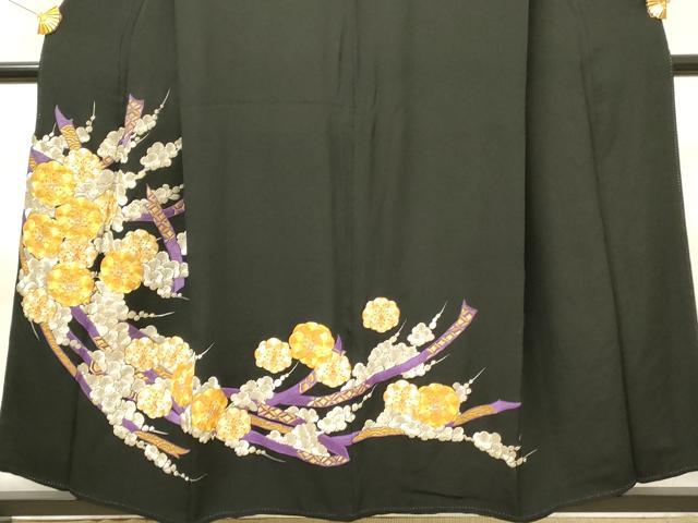 平和屋着物■豪華黒留袖 駒刺繍 舞梅文 金銀糸 正絹 逸品 DABG4227qp