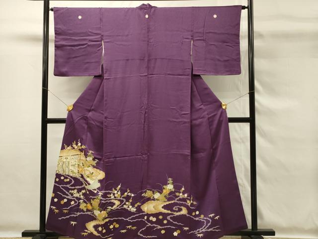 平和屋着物■豪華色留袖 駒刺繍 几帳風景花文 金彩 正絹 逸品 DABG4228qp