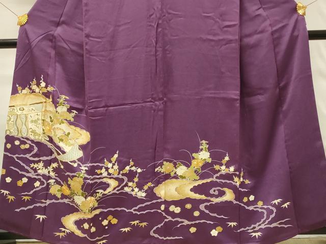 平和屋着物■豪華色留袖 駒刺繍 几帳風景花文 金彩 正絹 逸品 DABG4228qp