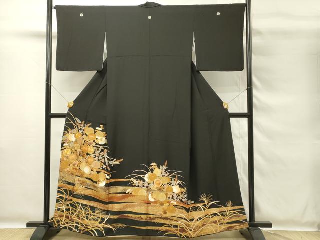 平和屋着物■豪華黒留袖 駒刺繍 菊 霞文 金彩 正絹 逸品 DABG4236qp