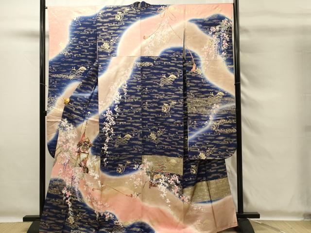 平和屋着物■豪華振袖 山車 枝桜 藤 暈し染め 金彩 正絹 逸品 DABG4247qp