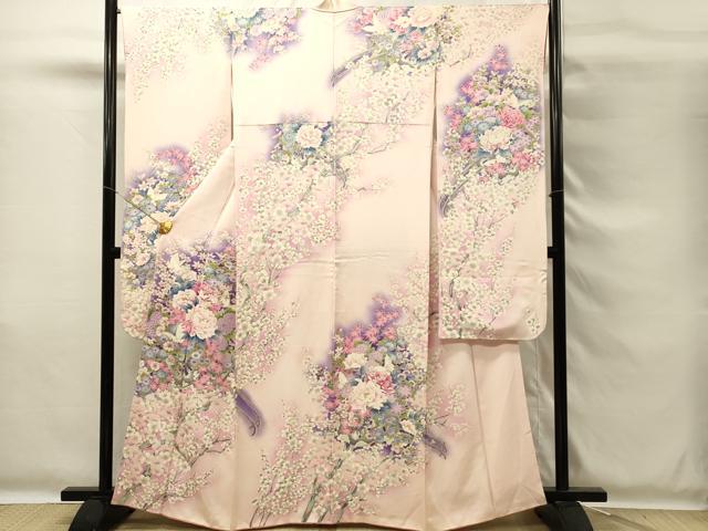 平和屋着物■豪華振袖 駒刺繍 花車文 牡丹 暈し染め 銀彩 正絹 逸品 DABG4249qp