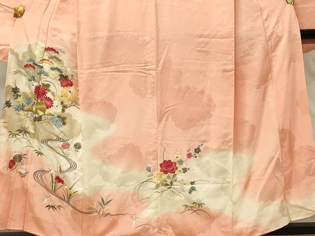 平和屋着物■小振袖 二尺袖 総刺繍 風景花文 暈し染め 金糸 正絹 逸品 DABG4263qp