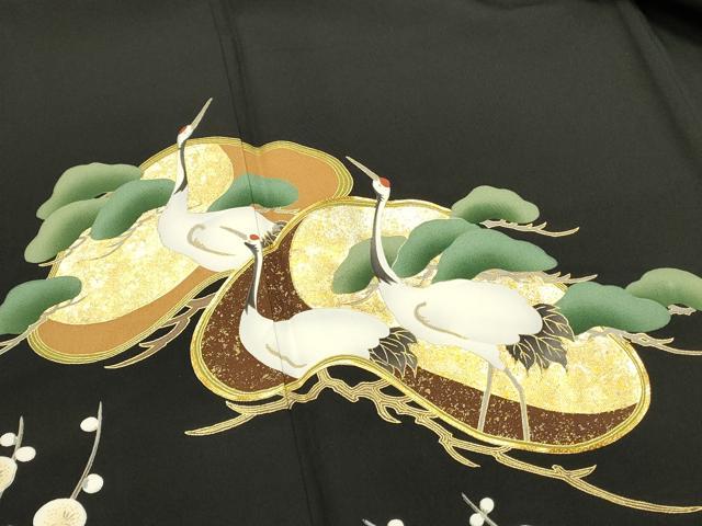 平和屋着物■豪華黒留袖 駒刺繍 万寿染 群鶴 枝松 暈し染め 金彩 正絹 逸品 DABG4265qp