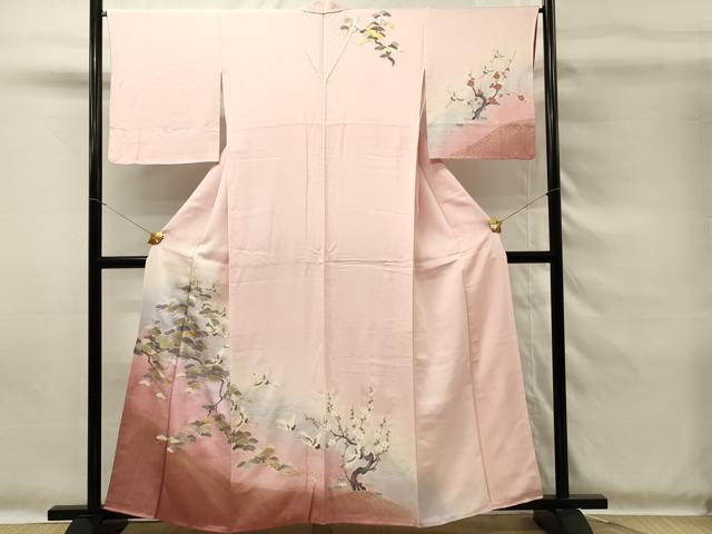 平和屋着物■訪問着 飛鶴松文 松竹梅 暈し染め 金銀彩 正絹 逸品 DABG4274qp