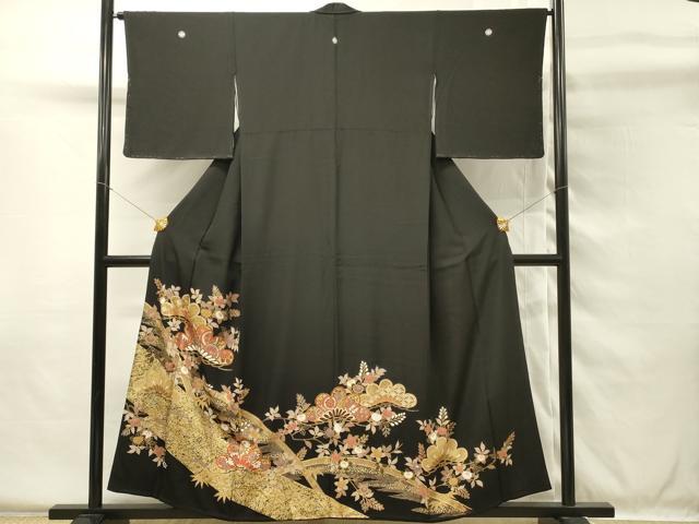 平和屋着物■豪華黒留袖 枝松文 金彩 正絹 逸品 DABG4486qp