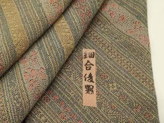 平和屋着物■重要無形文化財・伊勢手彫型本染・細合俊男 小紋 斜縞文 鬼しぼ縮緬 正絹 逸品 DABG4506qp