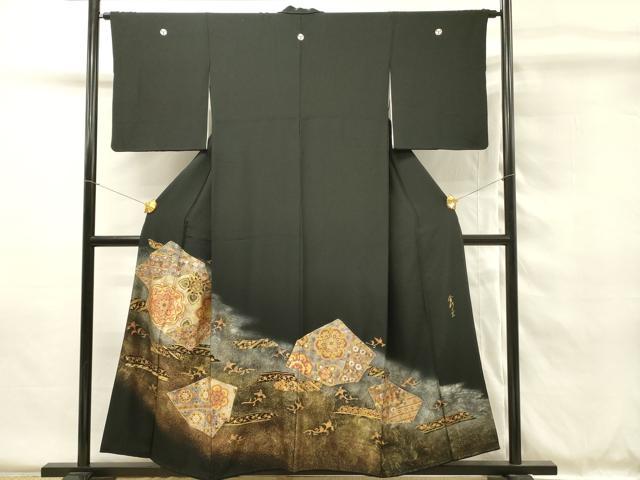 平和屋着物■豪華黒留袖 正倉院花文 金彩工芸 暈し染め 正絹 逸品 DABG4509qp