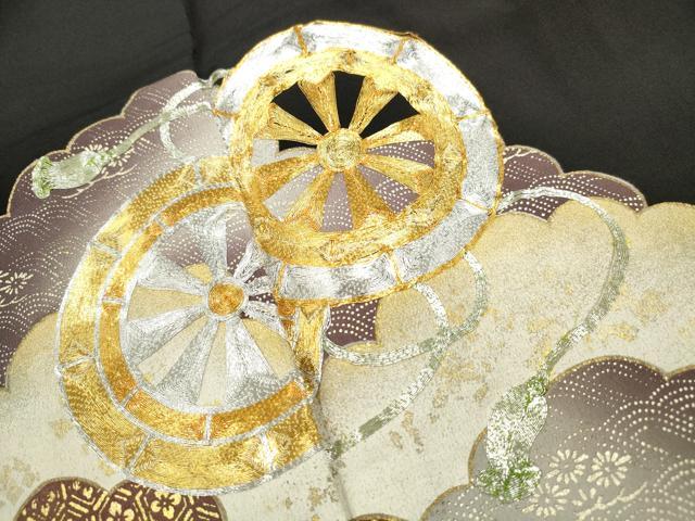 平和屋着物■豪華黒留袖 駒刺繍 重ね雲源氏車文 金彩 正絹 逸品 DABG4546qa