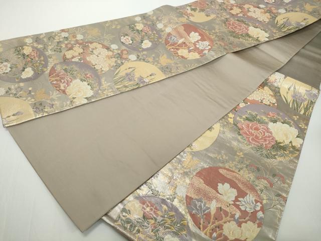 平和屋着物◎六通柄袋帯 彩苑花丸紋 九百織四季百彩 金銀糸 正絹 逸品 DABG4566qa