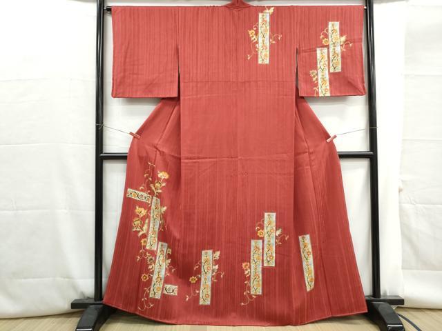 平和屋着物■訪問着 短冊更紗花文 金彩 正絹 逸品 DABG4692qa