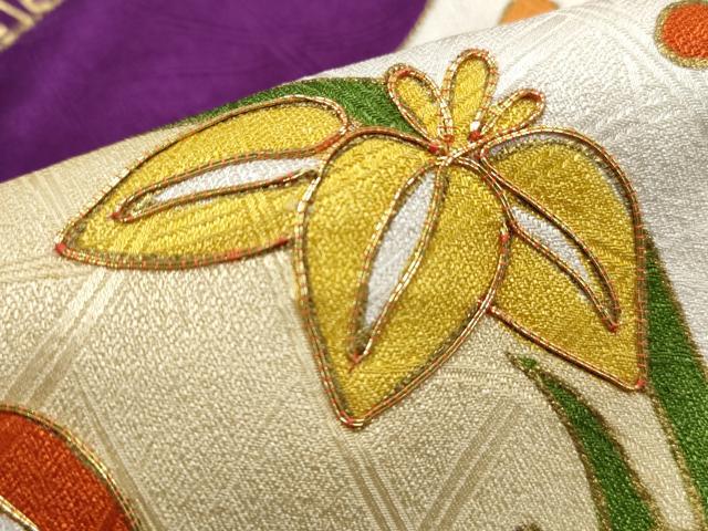 平和屋着物■訪問着 駒刺繍 斜縞花丸文 金糸 金彩 正絹 逸品 DABG4695qa