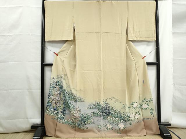 平和屋着物■豪華色留袖 友禅 作家物 風景樹林文 暈し染め ロング丈 正絹 逸品 DABG4704qa