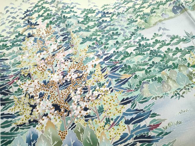 平和屋着物■豪華色留袖 友禅 作家物 風景樹林文 暈し染め ロング丈 正絹 逸品 DABG4704qa
