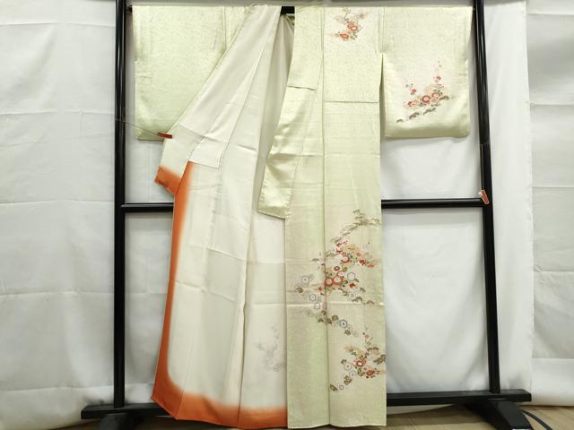 平和屋着物■訪問着 道長花文 松竹梅 暈し染め 金彩 正絹 逸品 DABG4711qa