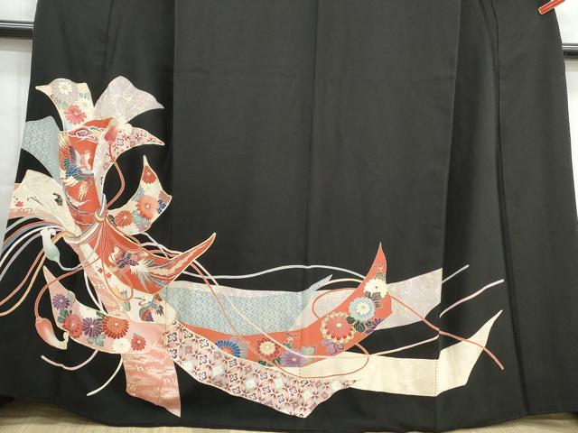 平和屋着物■豪華黒留袖 駒刺繍 束ね熨斗花鳥文 金彩 正絹 逸品 DABG4727qa