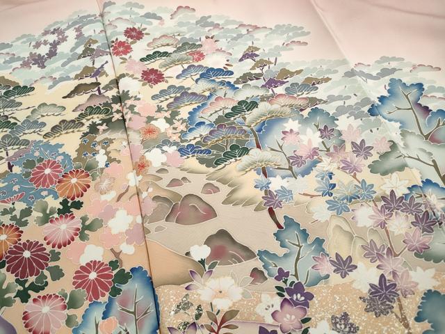 平和屋着物■豪華色留袖 作家物 刺繍 風景花松文 暈し染め 金銀彩 正絹 逸品 DABG4738qa