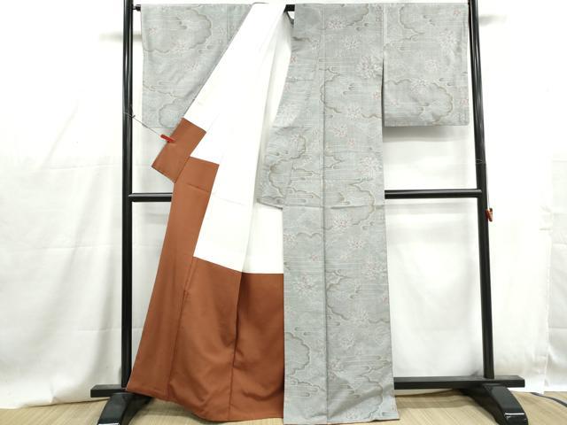 平和屋着物■上質な紬 7マルキ エ霞花文 正絹 逸品 DABG4743qa