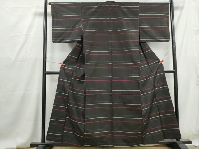 平和屋着物■本場縞大島紬 横段文 正絹 逸品 DABG4759qa