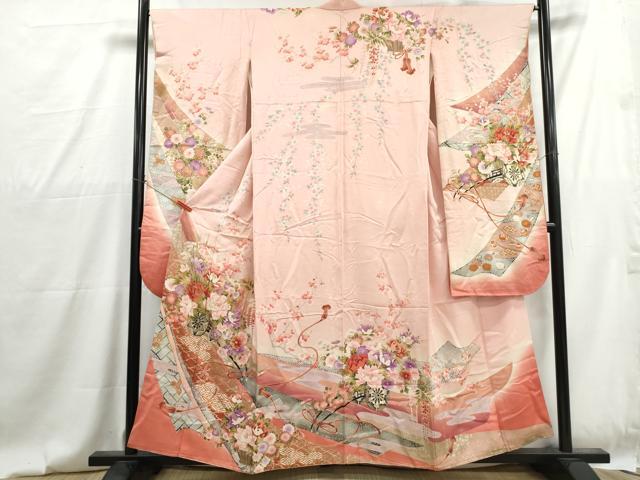 平和屋着物■豪華振袖 駒刺繍 花車文 暈し染め 金彩 正絹 逸品 DABG4791qa