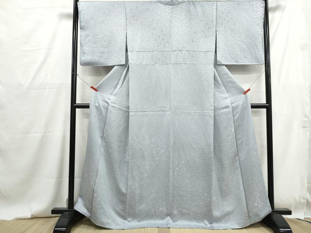 平和屋着物■上質な色無地 舞花地紋 白藍色 正絹 逸品 DABG4792qa